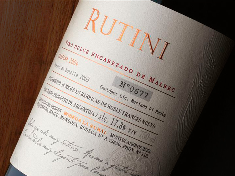 RUTINI WINES (Argentina) / "ENCABEZADO" de Malbec / Packaging Design